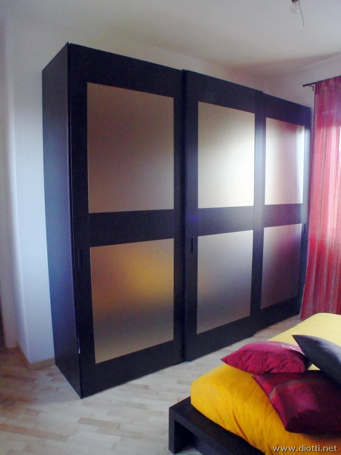 Sipario sliding closet dark oak bronzed crystal